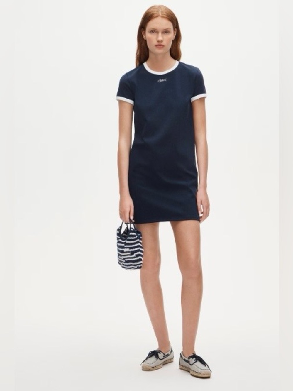 J. Crew Vintage Jersey Embroidered Ringer T-Shirt Dress